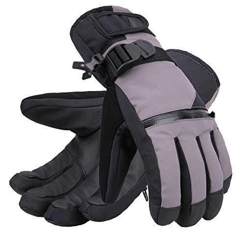 Product Cover Andorra Men's Thinsulate Insulated Touchscreen Ski Snow Gloves with Horizontal Zippered Pocket, Grey, L