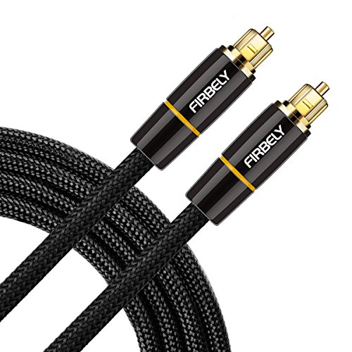 Product Cover FIRBELY Digital Optical Audio Toslink Cable Male to Male- 24K Glod Plated Metal Connectors and Braided Jacket 15 feet