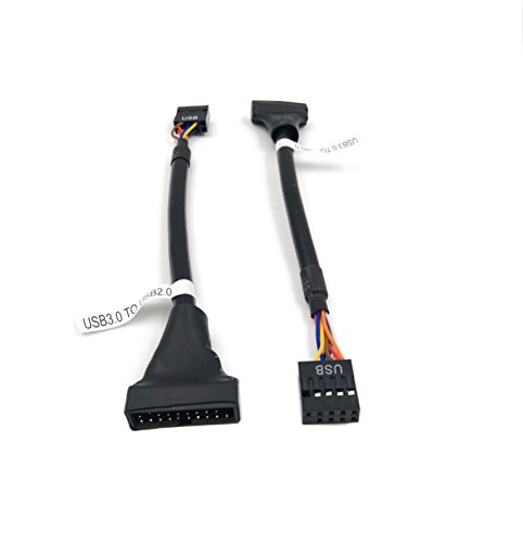 Product Cover Duttek (2-Pack) 6 inch 19 Pin USB 3.0 Female to 9 Pin USB2.0 Male Motherboard Cable Adapter Converter(Black)