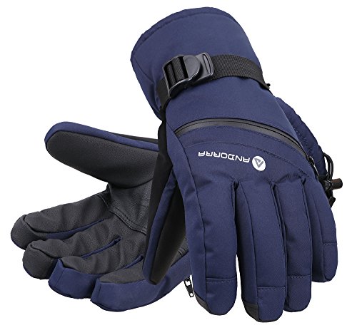 Product Cover Andorra Men's Textured Touchscreen Thinsulate Insulated Ski Winter Gloves with Zippered,Navy,S