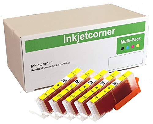 Product Cover Inkjetcorner Compatible Ink Cartridges Replacement for CLI-251XL CLI-251 for use with IP7220 iX6820 MG5520 MG5522 MG5620 MG6620 MG5420 MG6420 MX920 MX922 (Yellow, 5-Pack)