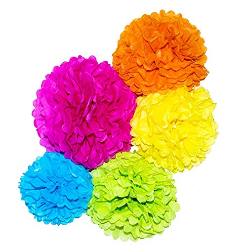 Product Cover Paper Pom Poms - 15 pcs of 10, 12, 14 Inch - Paper Flowers - Perfect for Wedding Decor - Birthday Celebration - Wedding Party and Outdoor Decoration