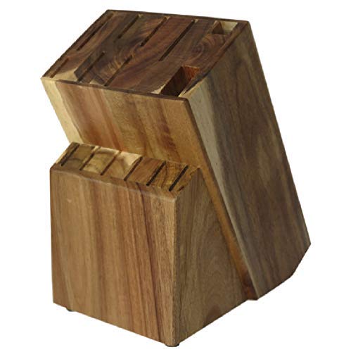 Product Cover 15 Slot Kitchen Knife Holder - Acacia Wood Knife Block Without Knives By Coninx - Universal Knife Storage And Holder Organizer - Wooden Knife Block (Acacia)