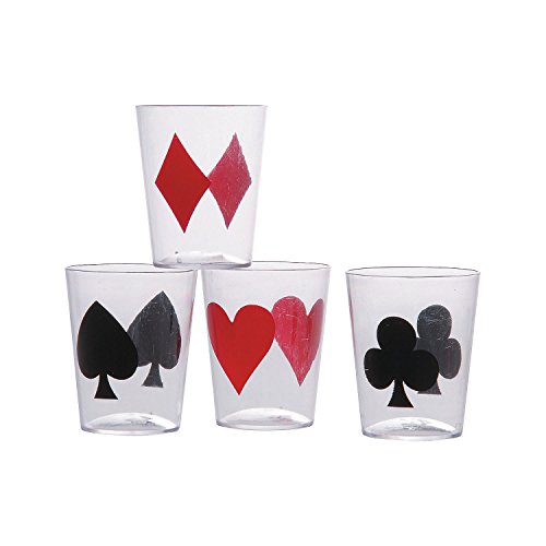 Product Cover Fun Express Casino Card Suit Plastic Shot Glasses - 24 Pieces