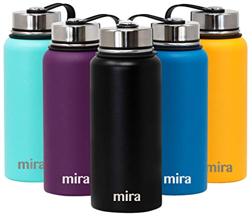 Product Cover MIRA 32 oz Stainless Steel Vacuum Insulated Wide Mouth Water Bottle | Thermos Keeps Cold for 24 hours, Hot for 12 hours | Double Wall Powder Coated Travel Flask | Black