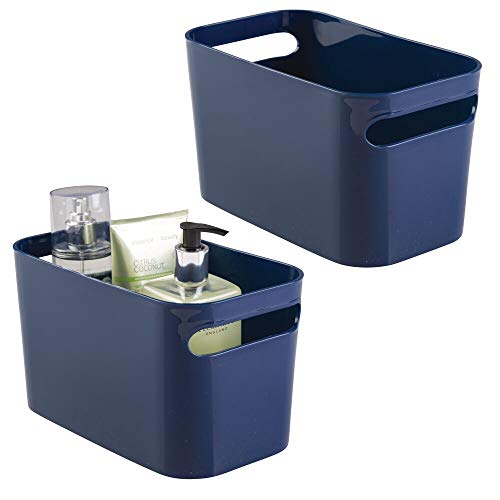 Product Cover mDesign Deep Plastic Bathroom Vanity Storage Bin with Handles - Organizer for Hand Soap, Body Wash, Shampoo, Lotion, Conditioner, Hand Towel, Hair Brush, Mouthwash - 10