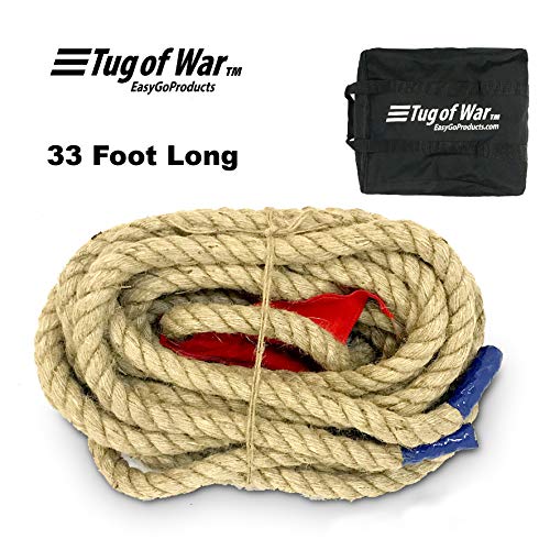 Product Cover EASYGO 33 Foot TUG of WAR Rope with Flag - Kids and Adults Family Game - Team Building - Soft Rope - Professional Long Lasting - Extra Thick for Easier GRIPPING