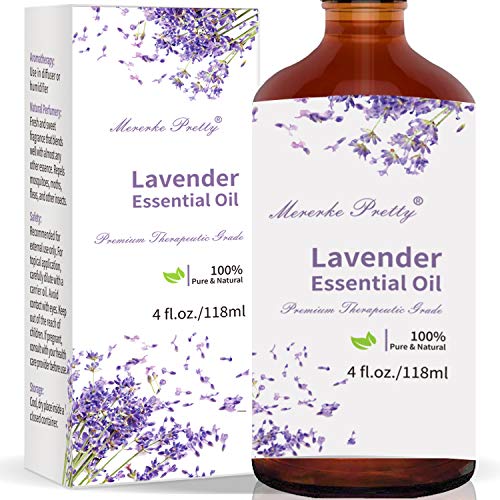 Product Cover Mererke_Pretty Lavender Essential Oil (4 oz) w/Glass Dropper - 100% Pure & Natural Therapeutic Grade Aromatherapy Oil | Promote Peaceful Sleep, Relaxation, Tension Relief- For Diffuser & Topical Use