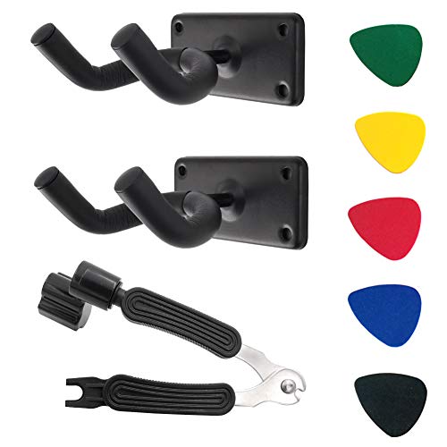 Product Cover Dtown Guitar Wall Mount with 5 Guitar Picks and 1 Guitar String Winders, Fits Bass Acoustic Guitars