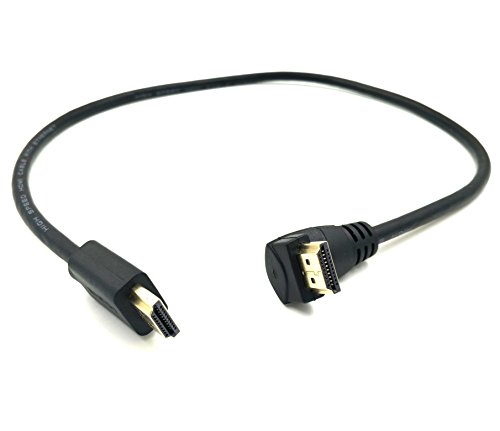 Product Cover Poyiccot HDMI 2.0 Male to Male Cable 90 Degree, 2 Feet / 60cm Gold Plated High Speed HDMI Male to Male Downward Angle Cable 60Hz, 4K 2K (M/M Down)
