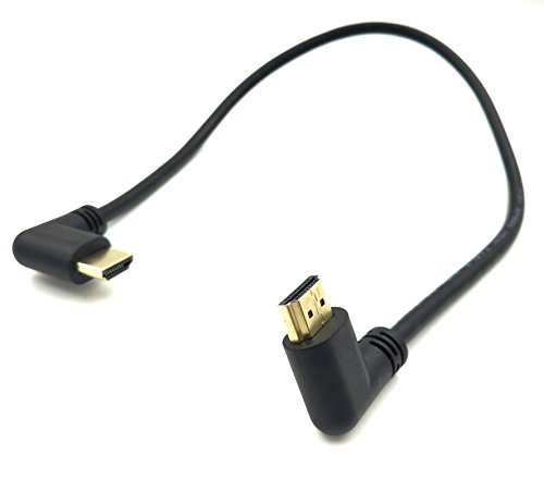 Product Cover Poyiccot 90 Degree HDMI 2.0 Male to Male Cable, 1.5Ft / 50cm Gold Plated High Speed HDMI Male Right Angle to Male Left Angle Cable 60Hz, 4K 2K (M/M Left-Right)
