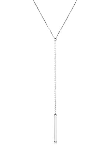 Product Cover Metzakka Sterling Silver Lariat Necklace, Chic Minimalist Drop Bar Y Chain Necklace for Women