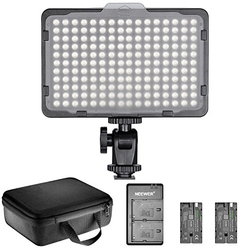 Product Cover Neewer Dimmable 176 LED Video Light Lighting Kit: 176 LED Panel 3200-5600K, 2 Pieces Rechargeable Li-ion Battery, USB Charger and Portable Durable Case for Canon, Nikon, Pentax, Sony DSLR Cameras