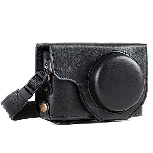 Product Cover MegaGear MG1258 Ever Ready Leather Camera Case compatible with Panasonic Lumix DC-ZS80, DC-ZS70, DC-TZ95, DC-TZ90 - Black