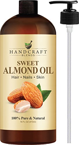 Product Cover Handcraft Pure Sweet Almond Oil - 100 Percent All Natural - Premium Therapeutic Grade Carrier Oil for Aromatherapy, Massage, Moisturizing Skin and Hair - Huge 16 oz