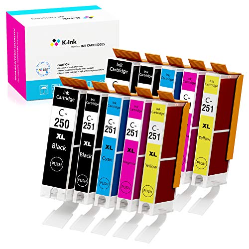 Product Cover K-Ink Compatible Ink Cartridge Replacement for Canon PGI-250XL PGI 250 XL CLI-251XL CLI 251 XL for Pixma MX922 MG7520 MG5520 MG5420 MG6620 MG5620 (2 Big Black, 2 Black, 2 Cyan, 2 Yellow, 2 Magenta)