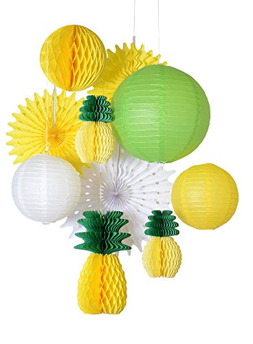 Product Cover Paperjazz Summer Party Honeycomb Pineapple Ball Tropical Hawaiian Party Festival Paper Lantern Paper Fan Decoration