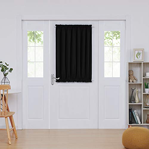 Product Cover Deconovo Blackout French Door Rod Pocket Curtains for Bedroom Door Curtain Panel 54 Inch Width 40 Inch Black 1 Panel