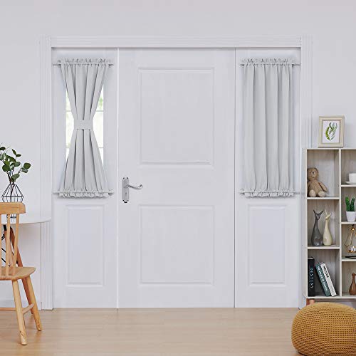 Product Cover Deconovo Room Darkening Blackout French Door Panels Thermal Insulated Curtains Rod Pocket Curtains for Bedroom 25x40 Inch Greyish White
