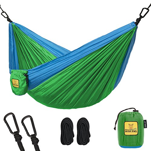 Product Cover Wise Owl Outfitters Kids Hammock for Camping Owlet Kid & Gear Sling Hammocks for The Outdoors Backpacking Travel or Fun! Portable Lightweight Parachute Nylon Hammock OW Green & Blue