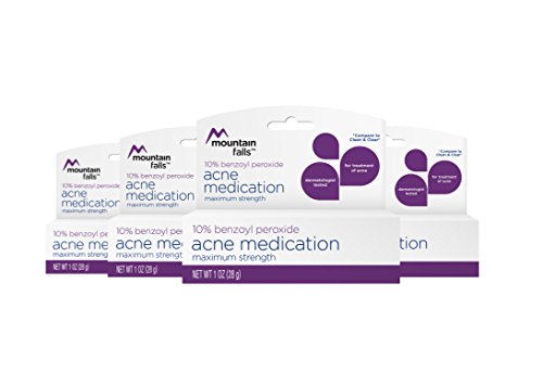 Product Cover Mountain Falls 10% Benzoyl Peroxide Acne Medication, Maximum Strength, Compare to Clean & Clear, 1 Fluid Ounce (Pack of 4)