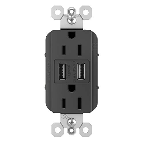 Product Cover Legrand - Pass & Seymour radiant TM826USBBKCCV4 USB Charger Outlets with Duplex Tamper-Resistant 15A Wall Power Outlets for Charging Smartphones & Tablets, Black