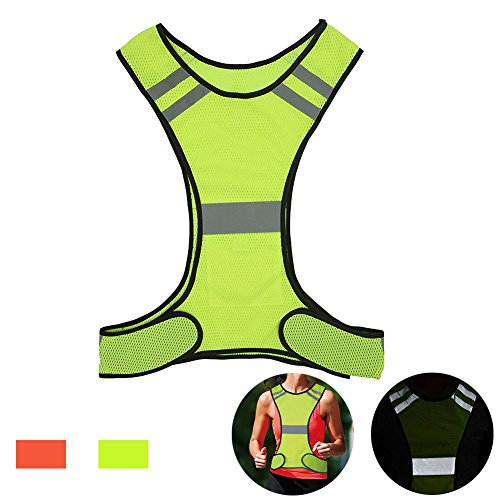 Product Cover AUOON Reflective Night Running Vest with Adjustable Strap & Breathable Holes, Ultrathin Lightweight Safety Vest with 360° High Visibility for Running, Jogging, Cycling, Hiking, Walking, Yellow