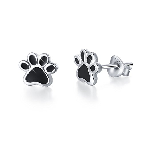 Product Cover S925 Sterling Silver Puppy Dog Cat Pet Paw Print Stud Earrings