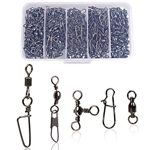 Product Cover YONGZHI Fishing Swivels & Snaps Stainless Steel High Strength 65LBS for Bass Trout in Saltwater and Freshwater (100pcs Total)