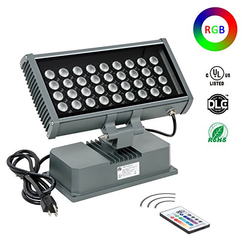 Product Cover 108W RGBW LED Wall Washer Light with RF Remote Controller, 50ft Light Irradiate Distance, Color Changing LED Flood Light for Outdoor/Indoor Lighting Projects Hotels, Building Decorations (Grey-S)