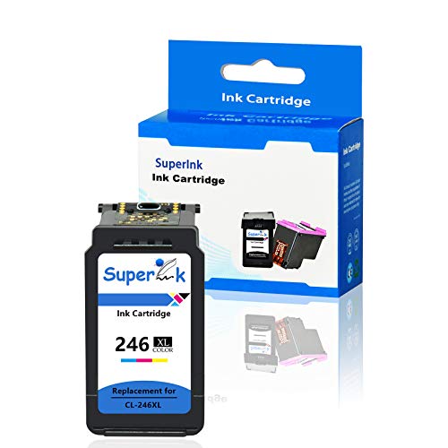 Product Cover SuperInk Remanufactured Ink Cartridge Compatible for Canon CL-246XL CL-246 246XL 246 XL Pixma MG2522 MX492 MG2520 MG2920 MG2420 MX490 MG2525 MG2555 MG3020 Show Accurate Ink Level (Tri-Color,1 Pack)