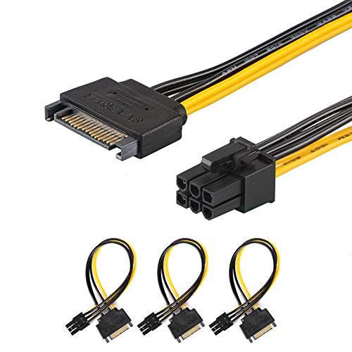 Product Cover J&D 3-Pack SATA 15 Pin to 6 Pin PCI Express (PCIe) Graphics Video Card Power Cable Adapter (20 cm)