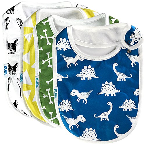 Product Cover Premium Cute Baby Toddler Bibs Burp Burpy Cloths 4 Pack Gift Set Soft Absorbent Extra LARGE Feeding Reflux Drool Teething Bibs,Triple Adjustable Snap Buttons, Funny Boys & Girls