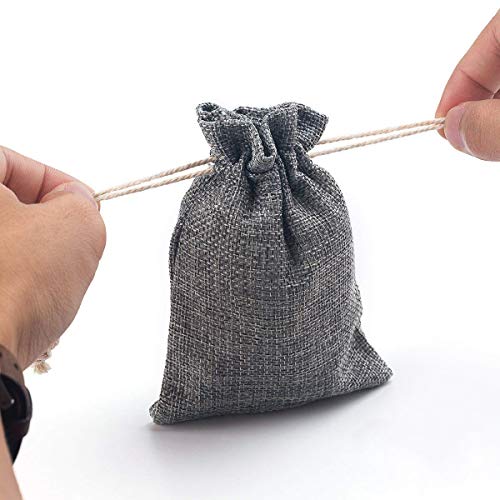 Product Cover Yuxier 50 Burlap Bags with Drawstring Gift Bags Small Burlap Bags for Wedding Favor, Party Favor Bags,Arts Crafts Projects, Presents, Snacks Small Jewelry Bags,(5.3x3.7inch) (Grey)