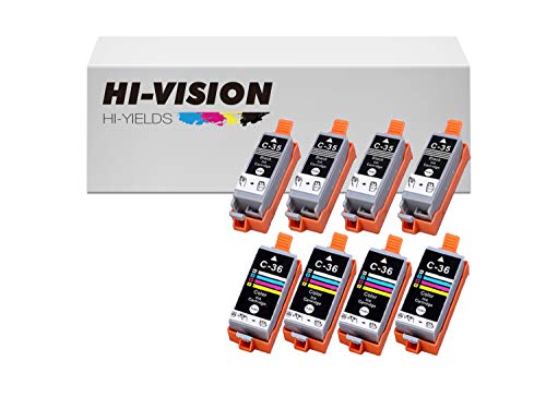 Product Cover HI-Vision Compatible PGI-35+CLI-36 Pigment Compatible (4-Pack) Black & (4-Pack) Tri Color Ink Cartridge Replacement for Pixma iP100, iP110