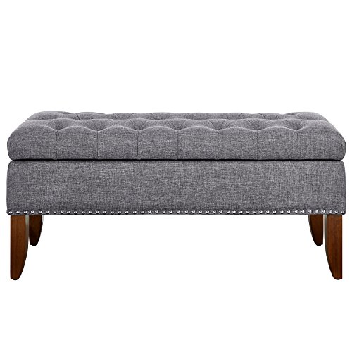 Product Cover Pulaski Hinged Top Button Tufted Bed Heathered Grey, 41.50
