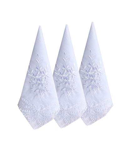 Product Cover Ladies/Womes White Embroidery Cotton Handkerchiefs Wedding Hankies