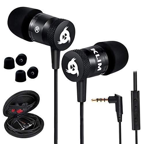 Product Cover KLIM Fusion Earbuds with Mic Audio - Long-Lasting Wired Ear Buds + 5 Years Warranty - Innovative: in-Ear with Memory Foam Earphones with Microphone - 3.5mm Jack - New Earphone 2020 Version - Black
