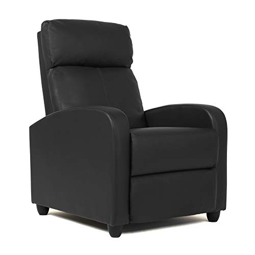 Product Cover FDW Recliner Chair for Living Room Recliner Sofa Wingback Chair Single Sofa Arm Chair Accent Chair Home Theater Seating Modern Reclining Chair Easy Lounge，Black