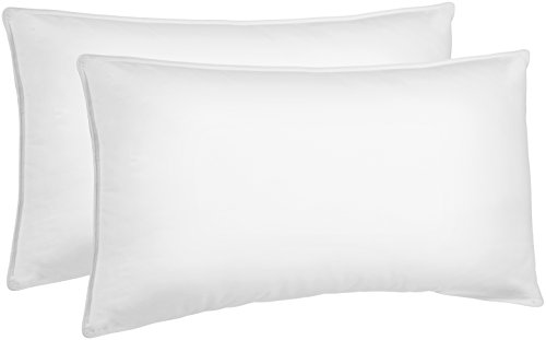 Product Cover AmazonBasics Down Alternative Bed Pillows for Stomach and Back Sleepers, Set of 2, Soft Density, King