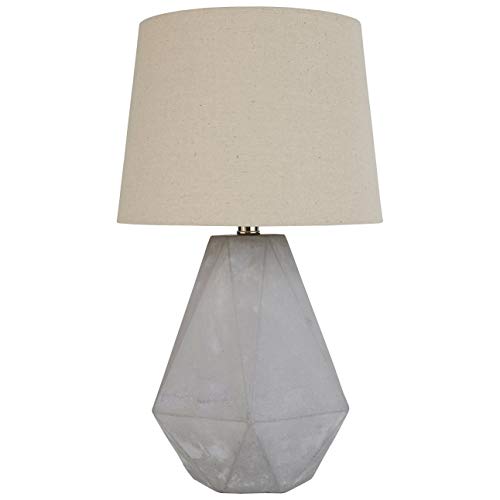 Product Cover Rivet Mid Century Modern Diamond Cut Concrete Bedside Table Desk Lamp With Light Bulb - 20 Inches