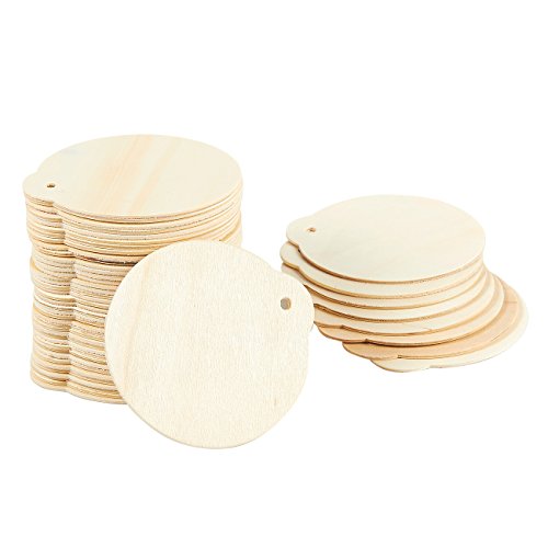 Product Cover Juvale 48-Pack Wood Discs - Wooden Ornaments, Wood Circles for DIY Decoration, Craft Ornaments, Brown - 2.8 x 0.08 x 3 Inches Each