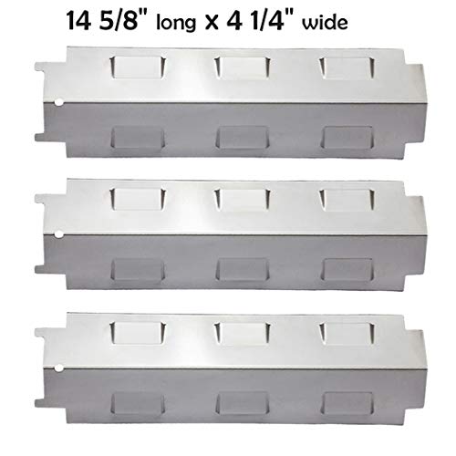 Product Cover YIHAM KS734 Gas Grill Stainless Steel Heat Plate Shield Tent, Burner Cover Flame Tamer, BBQ Replacement Parts for Charbroil, Brinkmann, Kenmore, Master Forge, 14 5/8 inch x 4 1/4 inch, Set of 3