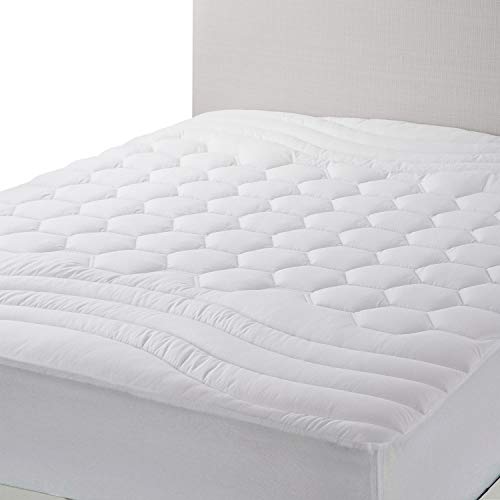 Product Cover Bedsure Mattress Pad California King Size - Breathable - Ultra Soft Quilted Mattress Pad Deep Pocket, Fitted Sheet Mattress Cover White