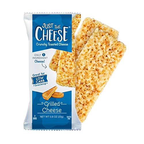 Product Cover Just the Cheese Bars, Crunchy Baked Low Carb Snack Bars. 100% Natural Cheese. High Protein and Gluten Free, Grilled Cheese (12 Two-Bar Packs)