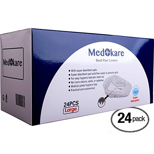 Product Cover Medokare Disposable Bedpan Liners Bags - Bed Pan Liners with Super Absorbent Pad, Medical Grade Disposable Potty Liners, Bedpan Cover Bags, Hospital Sanitary Bags for Bedpans for Women Men or Adults