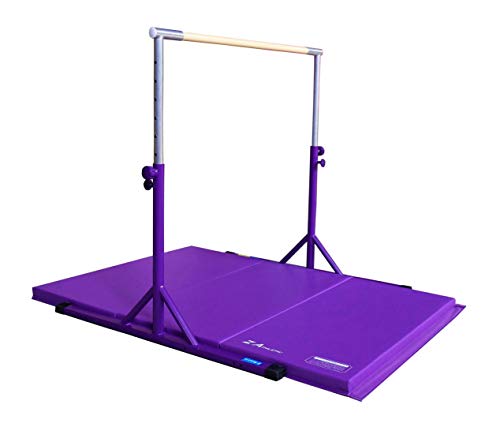 Product Cover Z ATHLETIC Expandable Kip Bar Adjustable Height for Gymnastics, Training & 4ft x 6ft x 2in Mat (Purple)