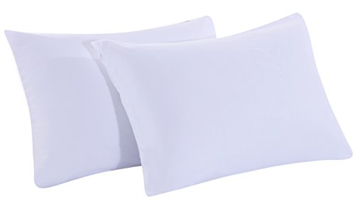 Product Cover Mohap Zipper Pillowcases for Kids 2 Pieces Super Soft and Durable Double Brushed Microfiber Plush Experience Machine Washable White Queen