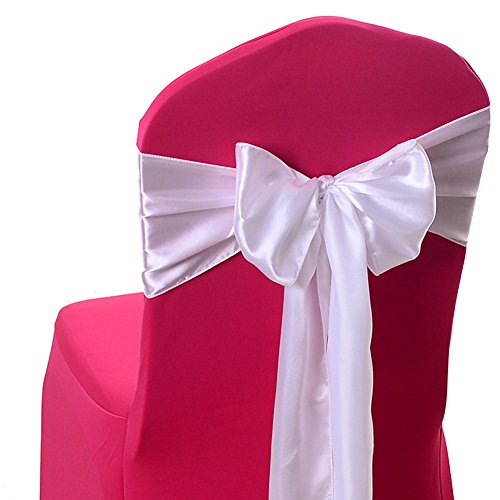 Product Cover iEventStar Satin Sash Chair Bow Cover Wedding Banquet Party Decoration (10, White)