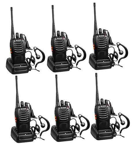 Product Cover Arcshell Rechargeable Long Range Two-Way Radios with Earpiece 6 Pack UHF 400-470Mhz Walkie Talkies Li-ion Battery and Charger Included